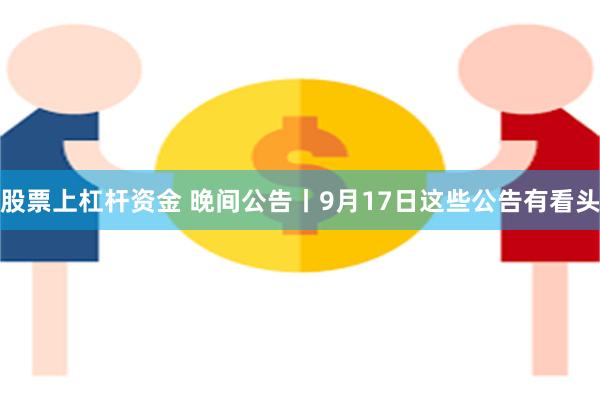 股票上杠杆资金 晚间公告丨9月17日这些公告有看头
