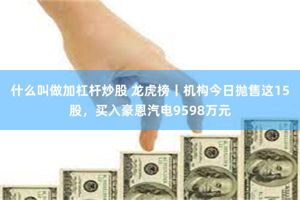 什么叫做加杠杆炒股 龙虎榜丨机构今日抛售这15股，买入豪恩汽电9598万元