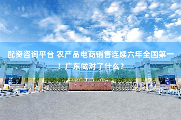 配资咨询平台 农产品电商销售连续六年全国第一！广东做对了什么？