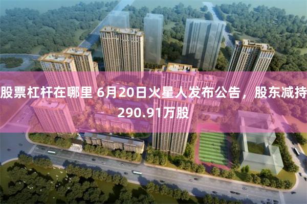 股票杠杆在哪里 6月20日火星人发布公告，股东减持290.91万股