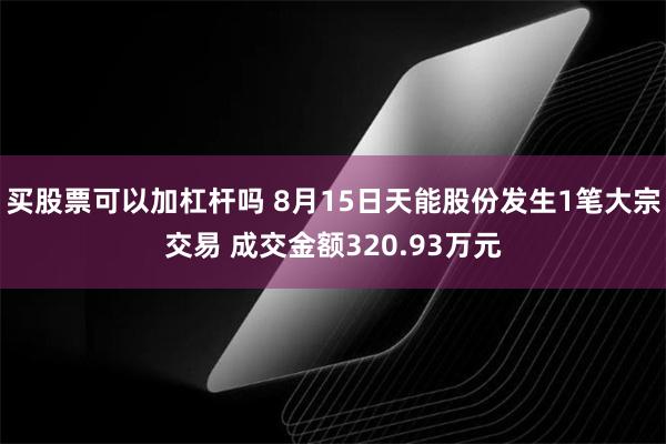 买股票可以加杠杆吗 8月15日天能股份发生1笔大宗交易 成交金额320.93万元