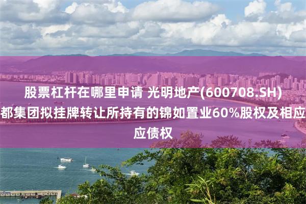 股票杠杆在哪里申请 光明地产(600708.SH)：华都集团拟挂牌转让所持有的锦如置业60%股权及相应债权