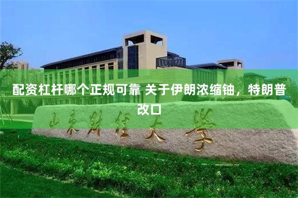 配资杠杆哪个正规可靠 关于伊朗浓缩铀，特朗普改口