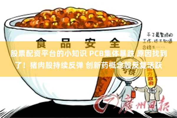 股票配资平台的小知识 PCB集体暴跌 原因找到了!猪肉股持续反弹 创新药概念股反复活跃